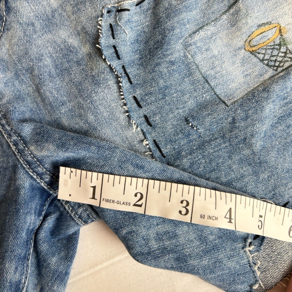 Women's BDG Light Blue Denim Patch Shorts with Urban Embroidered Patch Work 33 - Picture 9 of 15